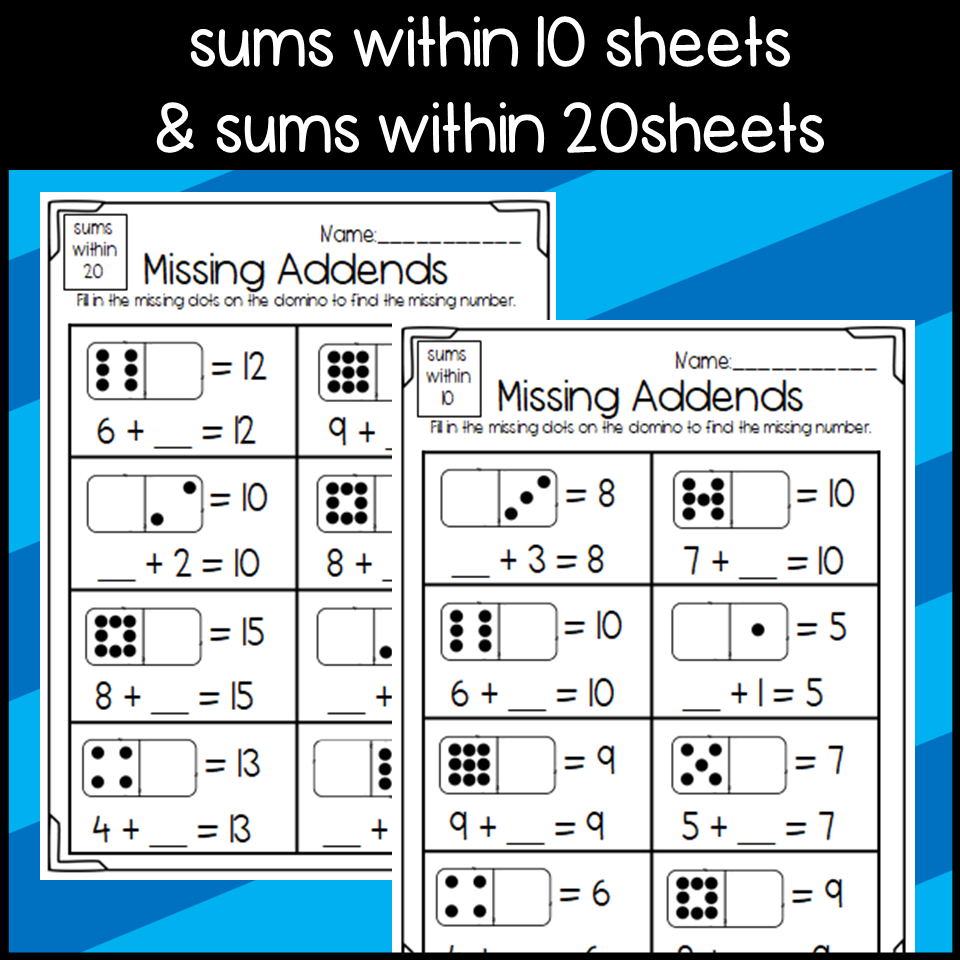 Missing Addend Worksheets Dominoes Part Part Whole And Equation Sheets Made By Teachers