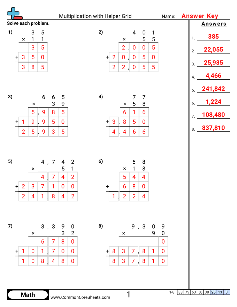 Multiplication Worksheets Standard Algorithm Long Multiplication Worksheets Bundle Made By Teachers