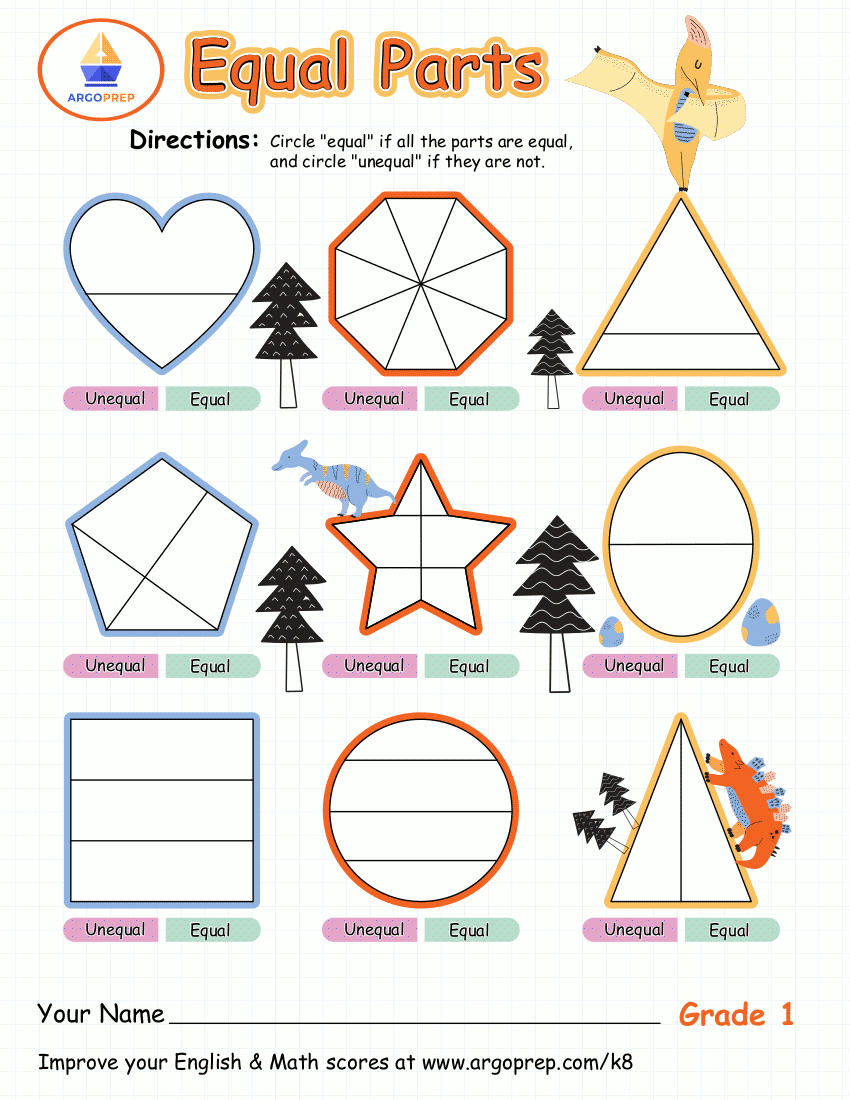 Equal And Unequal Parts Worksheet