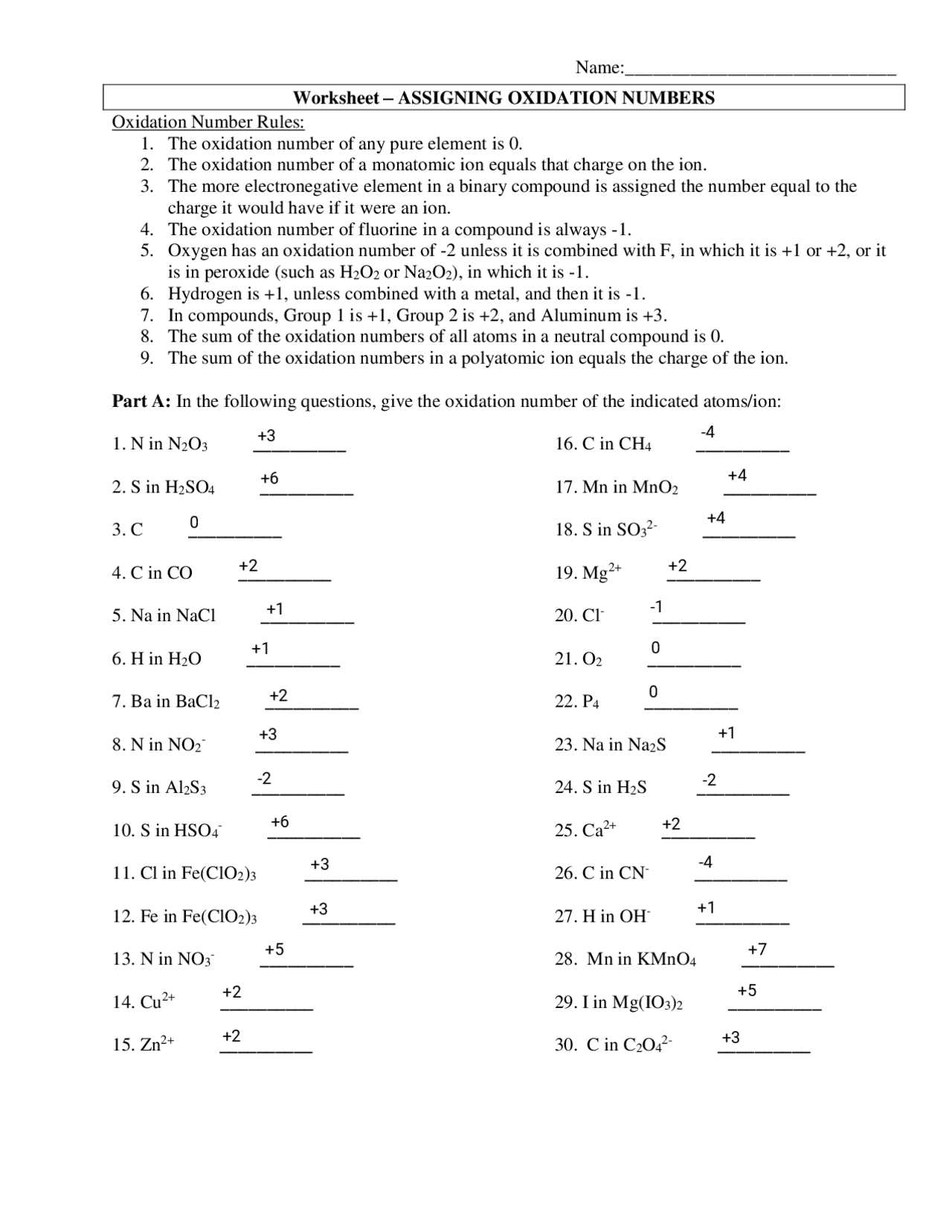 Oxidation Numbers Worksheet Study Guides Projects Research Worksheets Library Oxidation Numbers Worksheet Study Guides Projects Research Worksheets Library