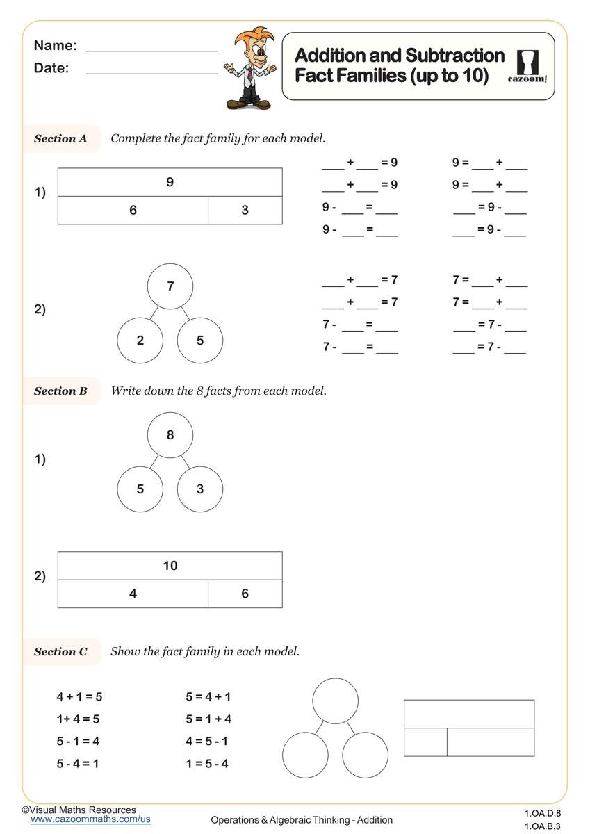 Part Part Whole Models Find A Part Within 10 Worksheet Fun And Engaging K And 1st Grade Number Operations Worksheet Cazoom Math Part Part Whole Models Find A Part Within 10 Worksheet Fun And Engaging K And 1st Grade Number Operations Worksheet Cazoom Math