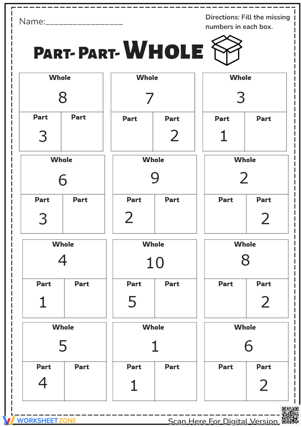 Part Part Whole Worksheets