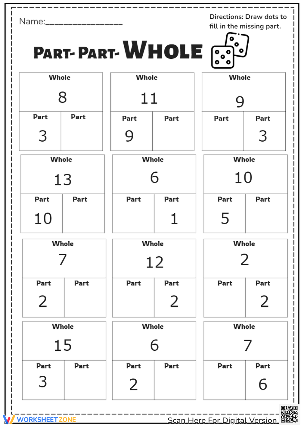 Part Part Whole Worksheets Part Part Whole Worksheets Free Teach Prints
