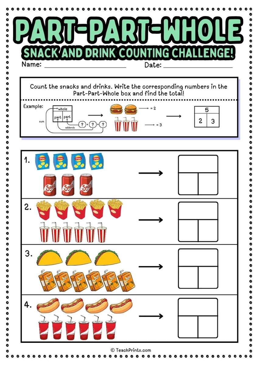 Part Part Whole Worksheets Free Teach Prints
