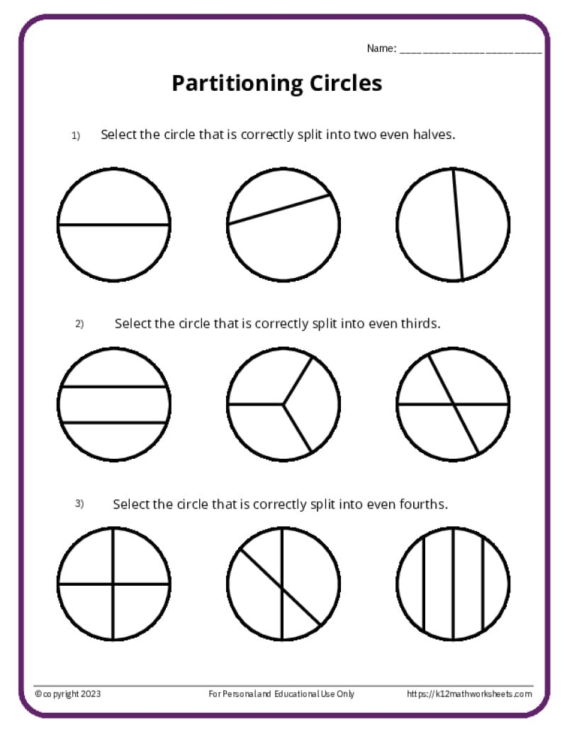 Partition Shapes K12 Math Worksheets