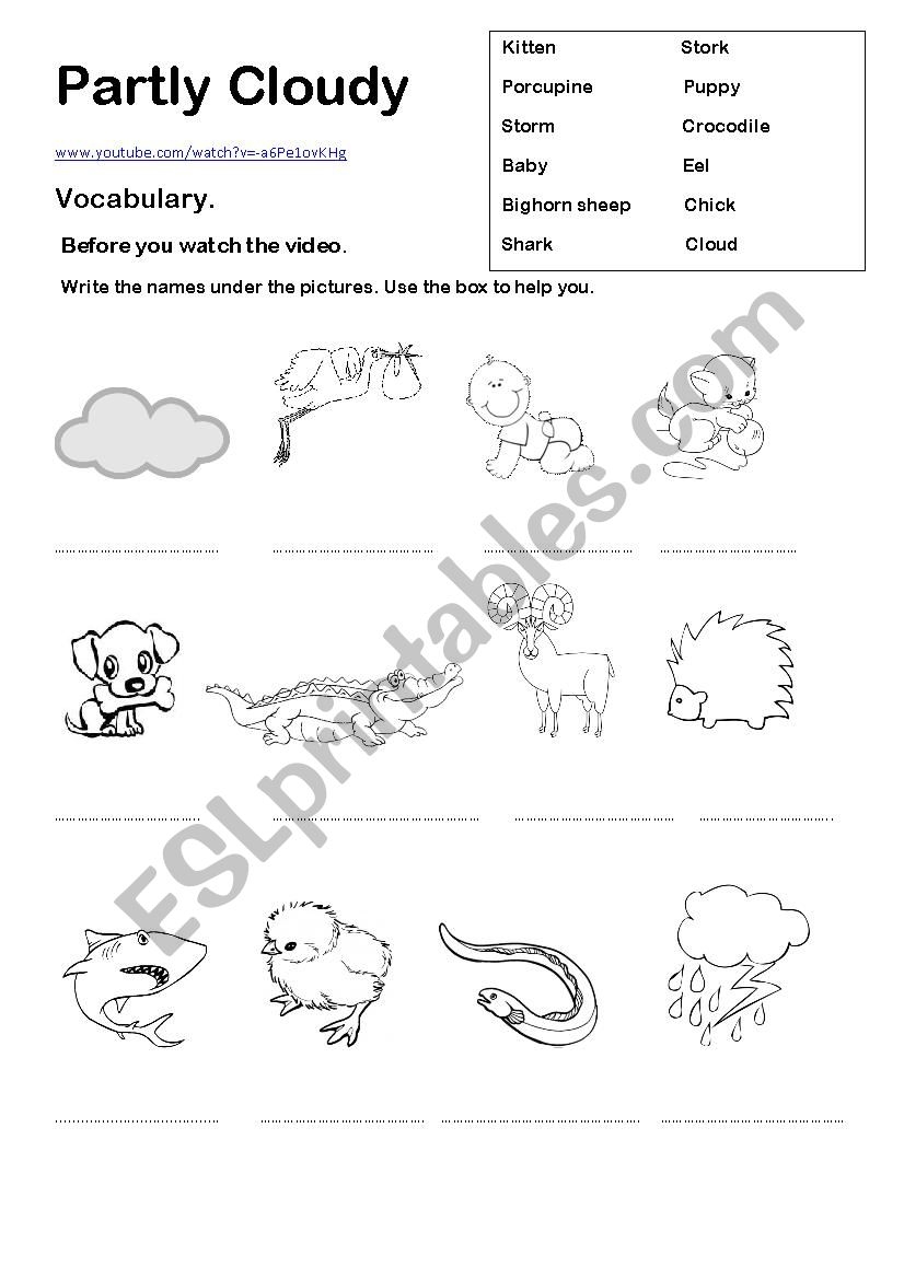 Partly Cloudy Story Mountain Worksheet
