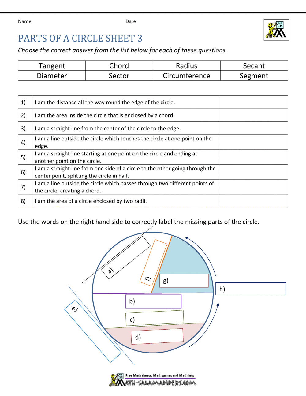 Parts Of A Circle Worksheet Worksheets Library Parts Of A Circle Worksheet Worksheets Library