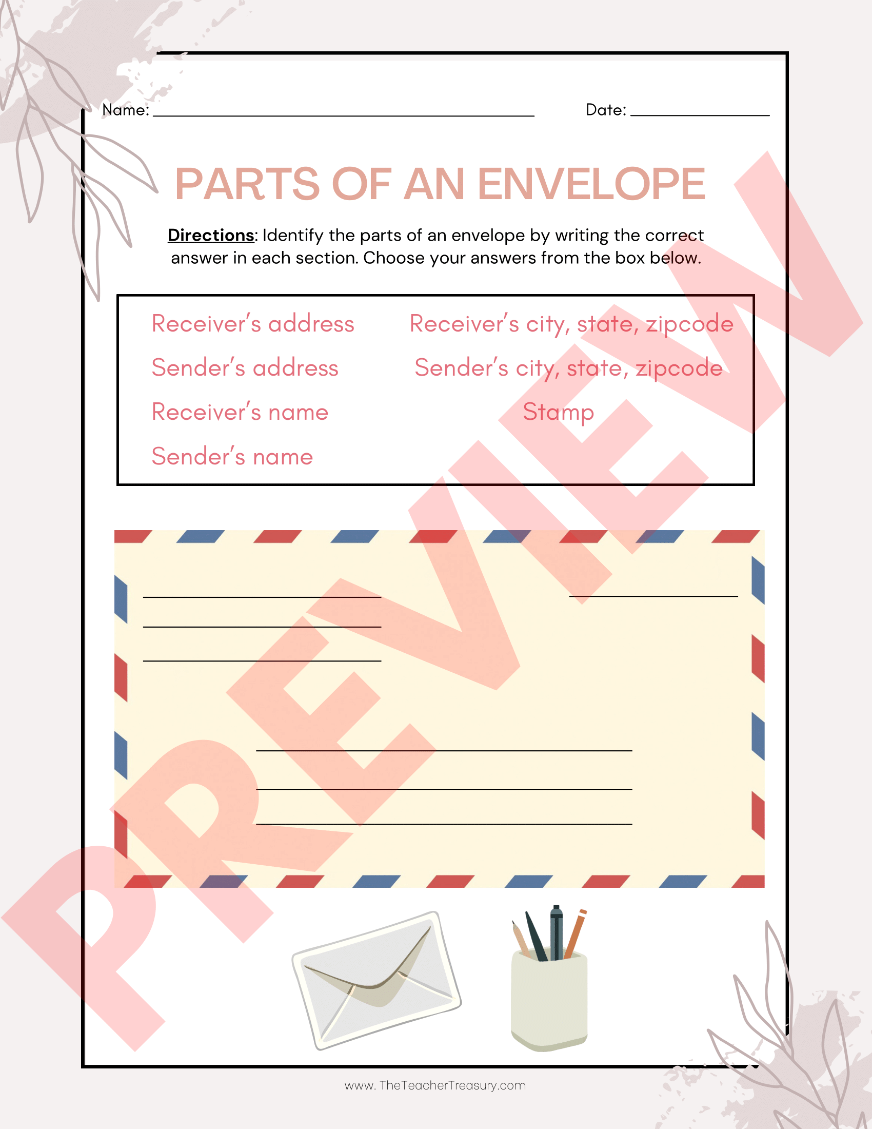 Parts Of A Letter And Envelope Practice And Assessments
