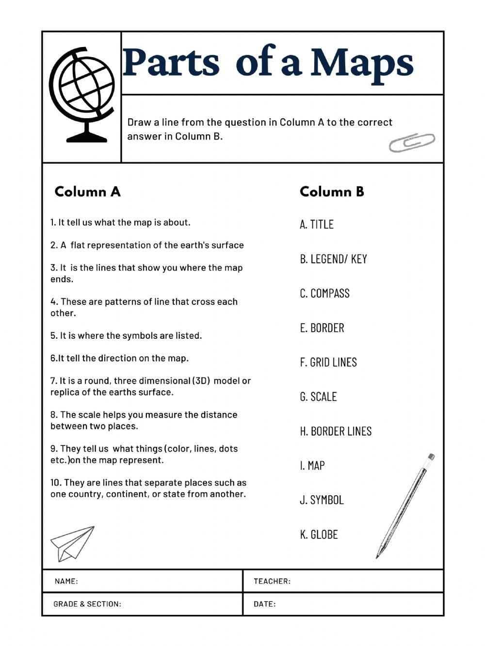 Parts Of A Map Worksheets Library Parts Of A Map Worksheets Library