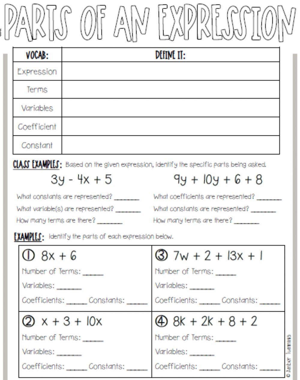 Parts Of An Expression Online Exercise For Worksheets Library
