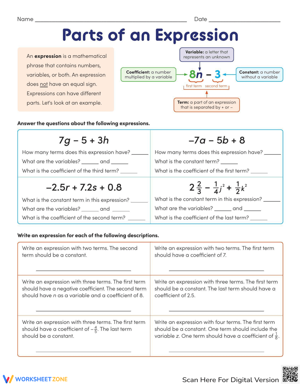 Expressions And Equations 6th Grade