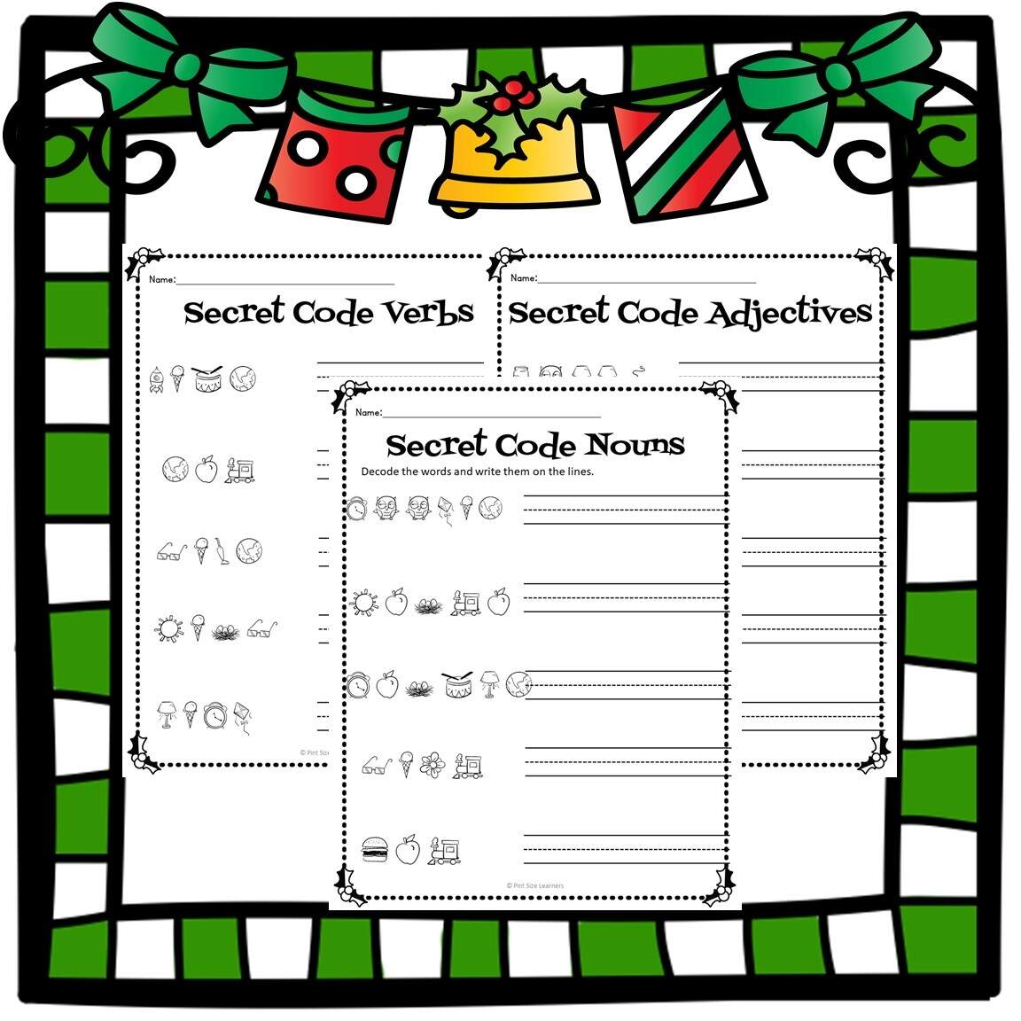 Parts Of Speech Christmas Themed Center And Worksheets December Made By Teachers
