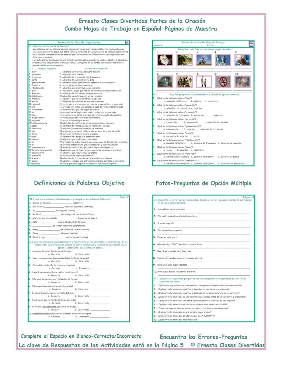 Basic Sentence Structure In Spanish PDF Worksheet Spanish Learning Lab