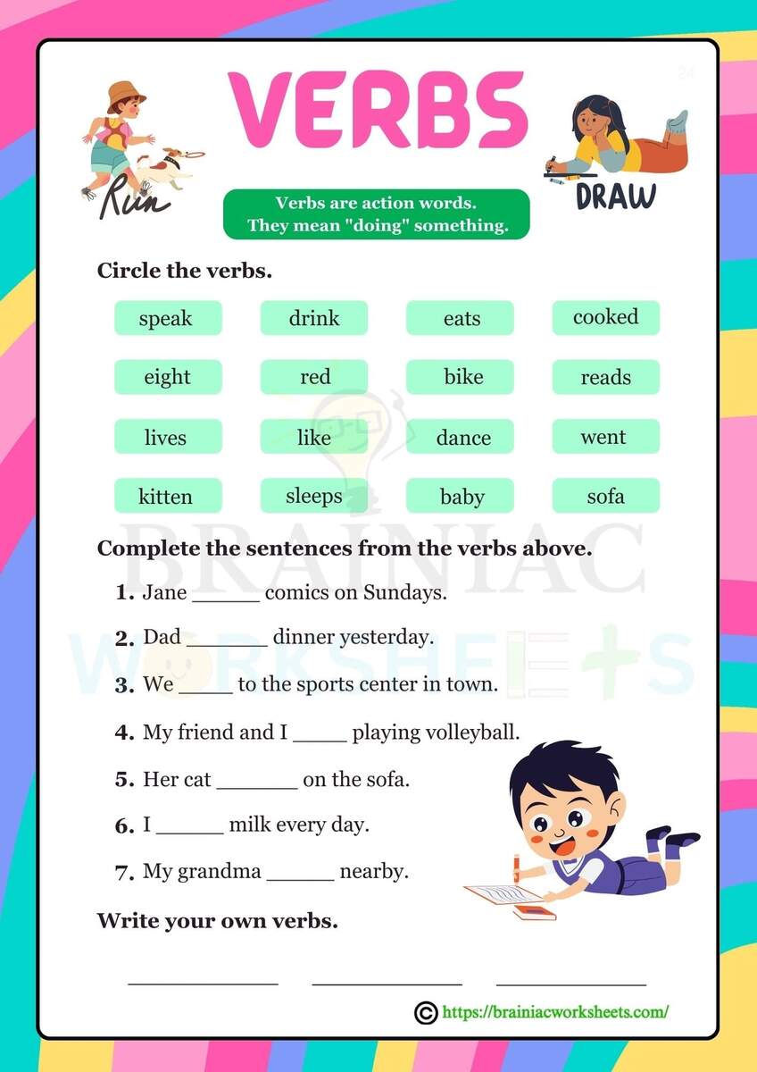 Parts Of Speech Verbs English Worksheet For Class 3 Brainiac Worksheets Parts Of Speech Verbs English Worksheet For Class 3 Brainiac Worksheets