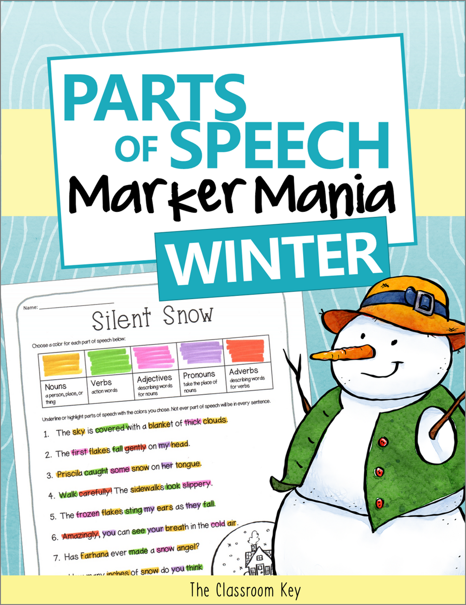 Parts Of Speech Winter The Classroom Key