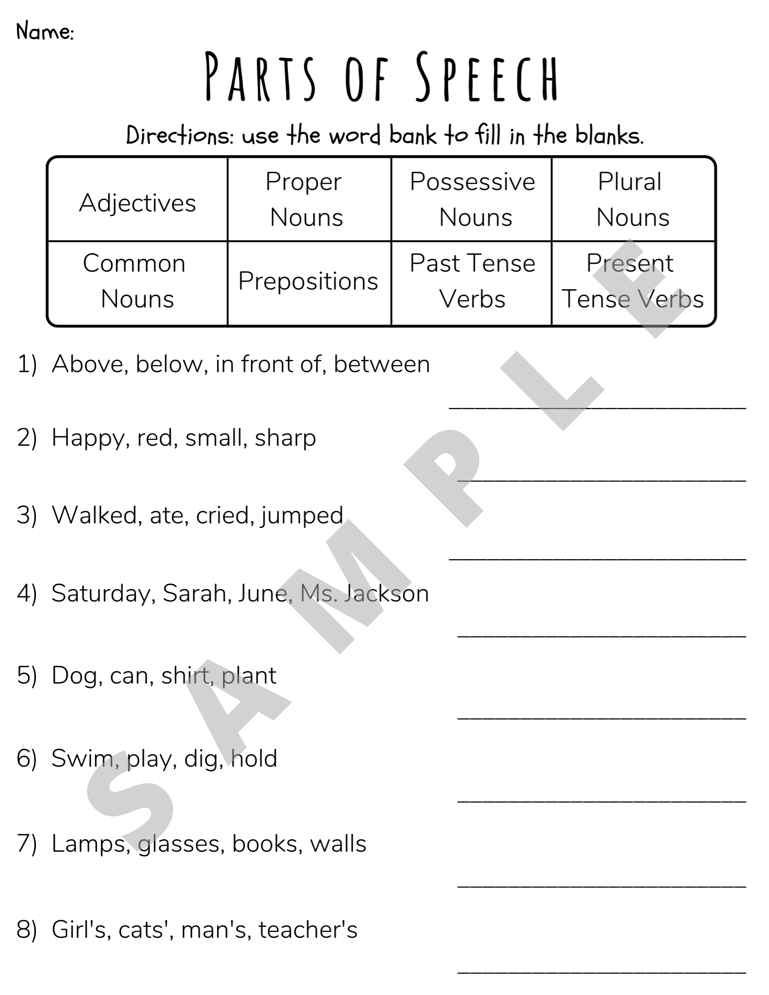Parts Of Speech Worksheet Nouns Verbs Prepositions Adjectives For K 5 Teachers And Students In The Language Arts Phonics Grammar Writing Classroom Classful Parts Of Speech Worksheet Nouns Verbs Prepositions Adjectives For K 5 Teachers And Students In The Language Arts Phonics Grammar Writing Classroom Classful