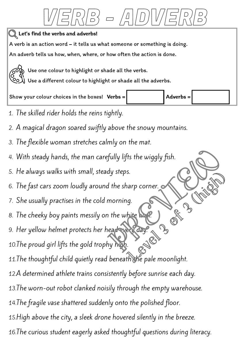 Parts Of Speech Worksheets 3 Levels Teaching Resources