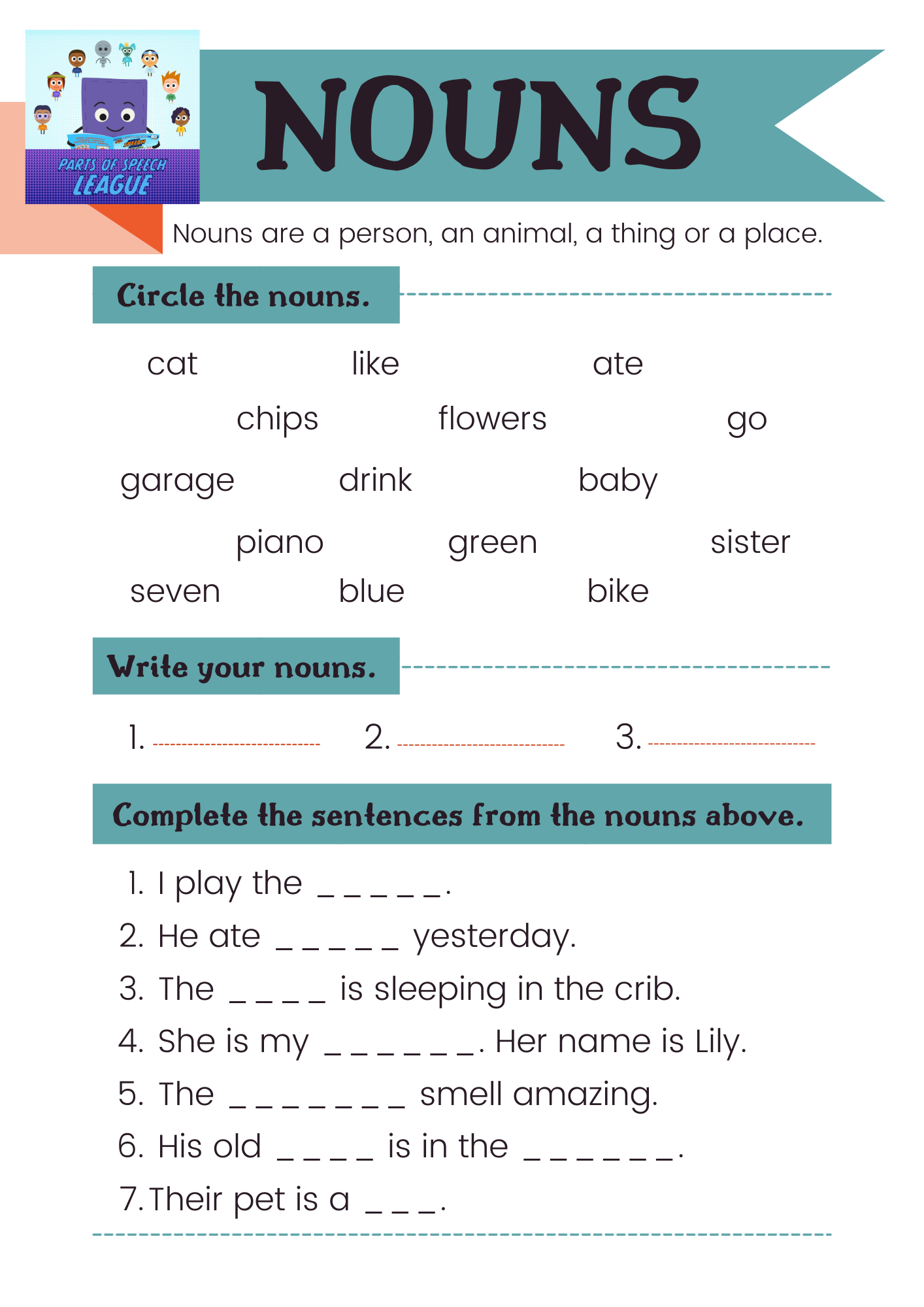 Parts Of Speech Worksheets Hopscotch Worksheets Library