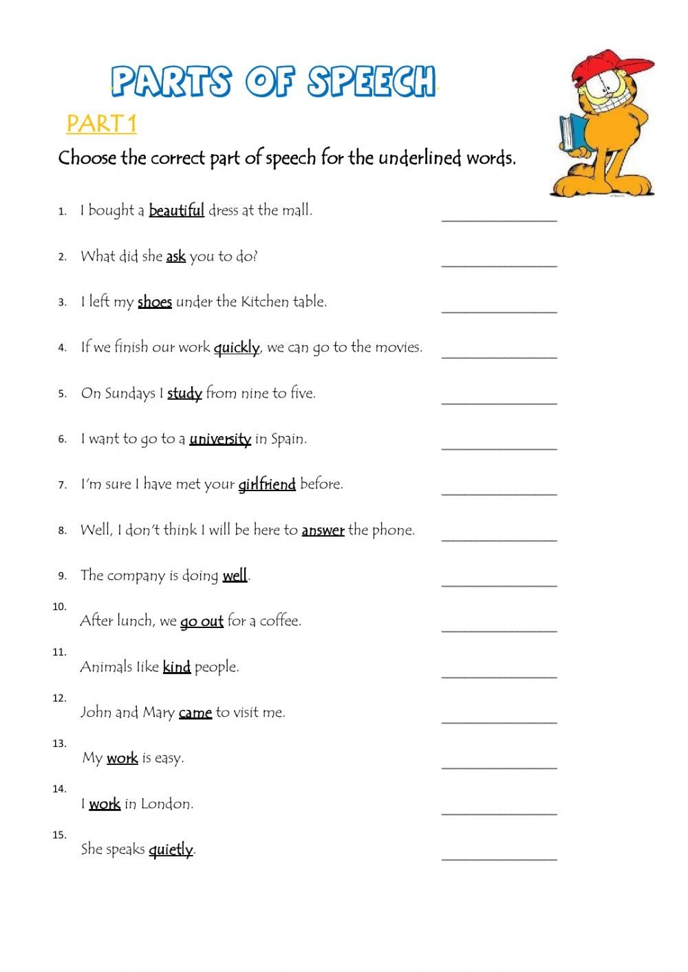 Parts Of Speech Worksheets Worksheets Library