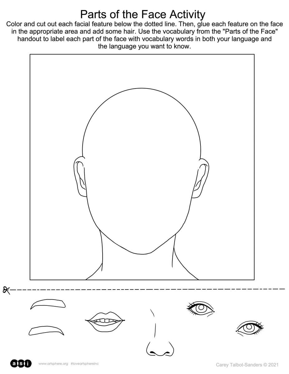 Parts Of The Face Activity Handout Art Sphere Inc Parts Of The Face Activity Handout Art Sphere Inc