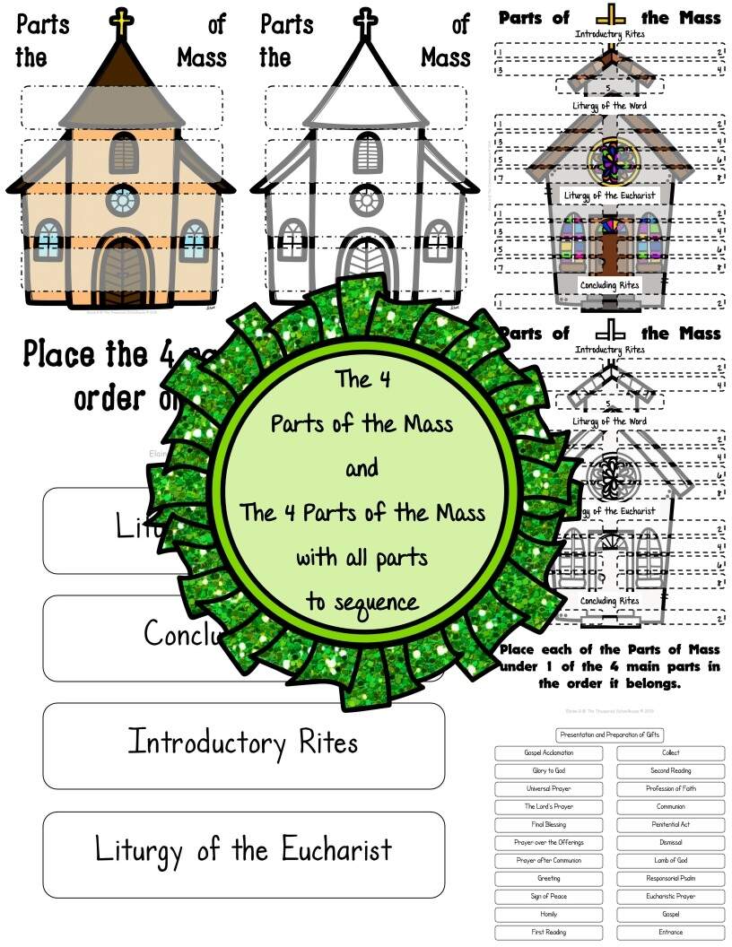 Parts Of The Mass Cut Paste Worksheet Pack Classful