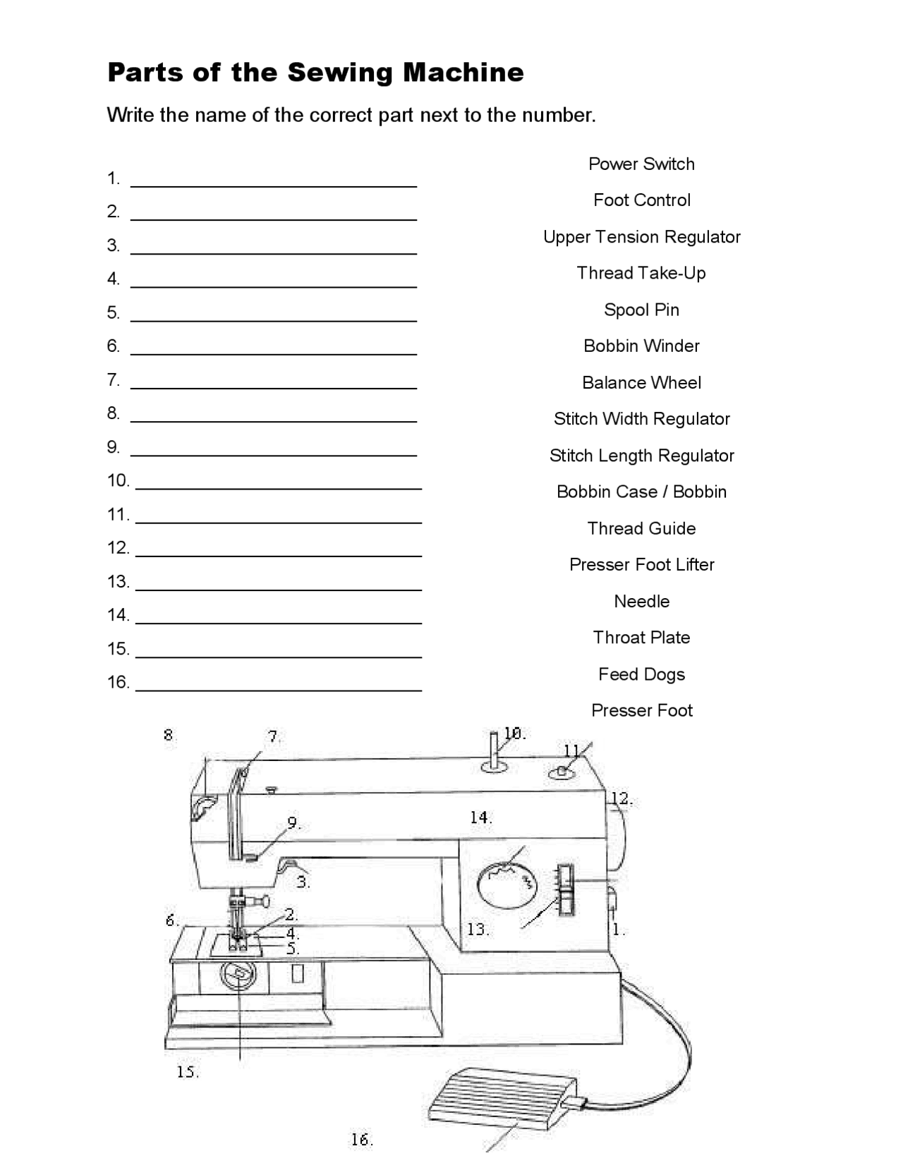 Parts Of The Sewing Machine Study Guides Projects Research Life Sciences Docsity