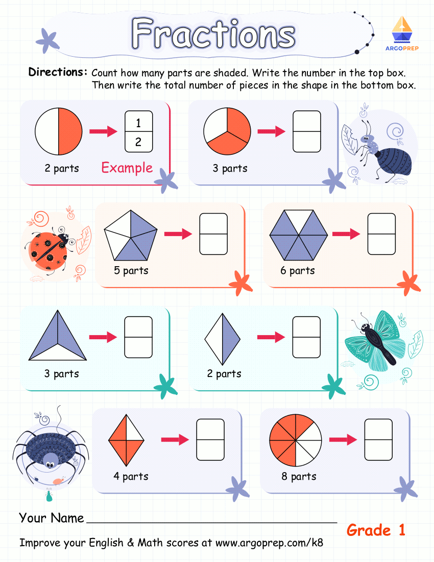 Parts Of Whole 1st Grade Fractions Worksheets ArgoPrep Parts Of Whole 1st Grade Fractions Worksheets ArgoPrep