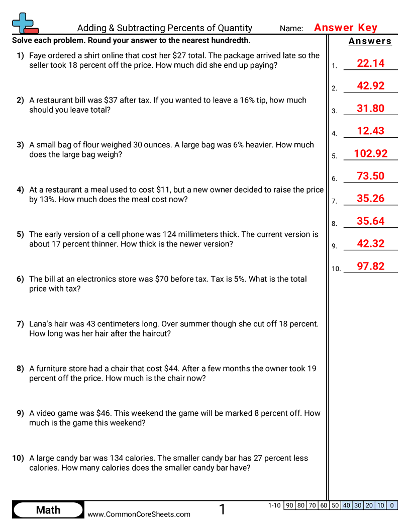 Percent Worksheets Percent Worksheets
