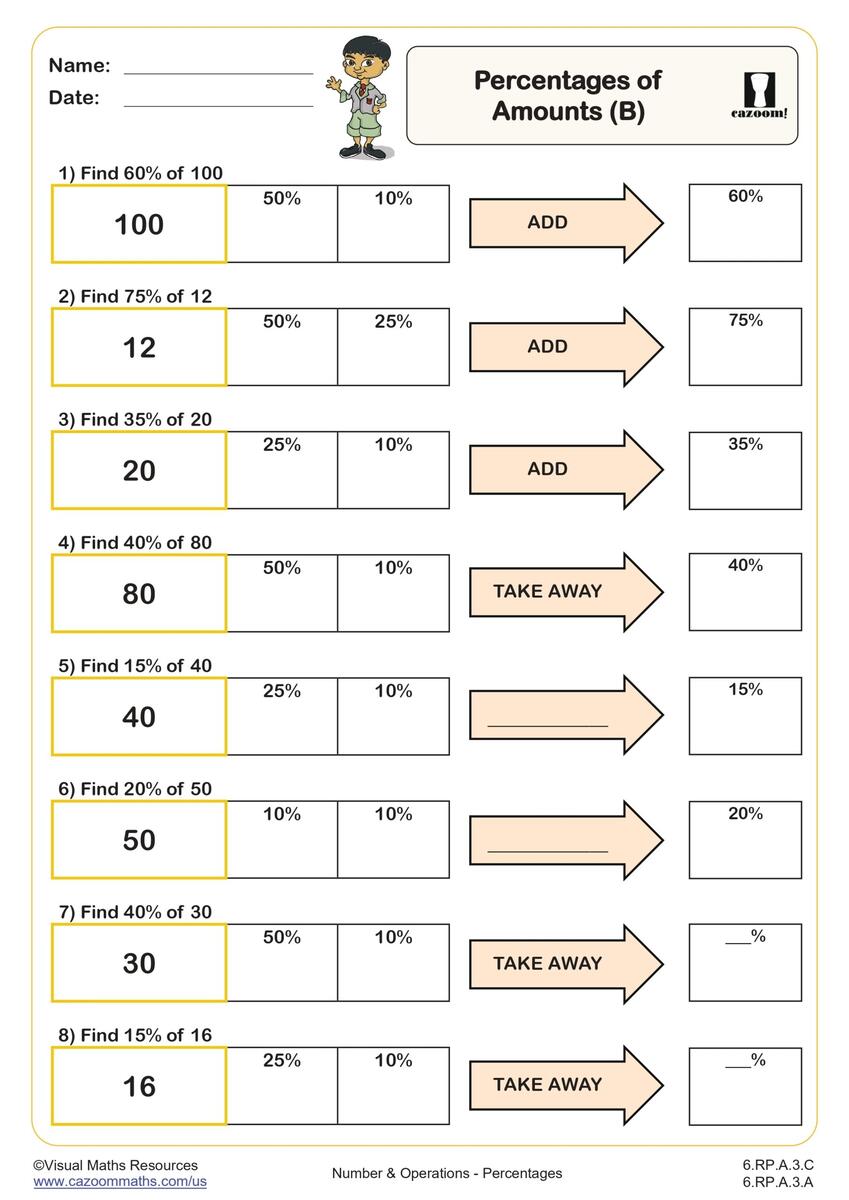 Percent Of A Number Find The Part Or Whole Worksheets Practice And Test Prep Made By Teachers