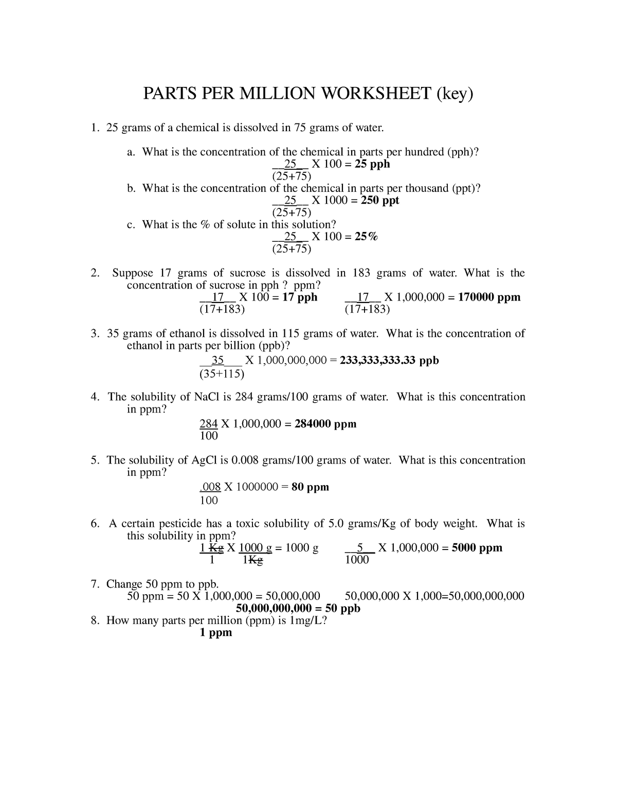 Ppm Worksheet Answers You Can Answer This Example For You To Worksheets Library