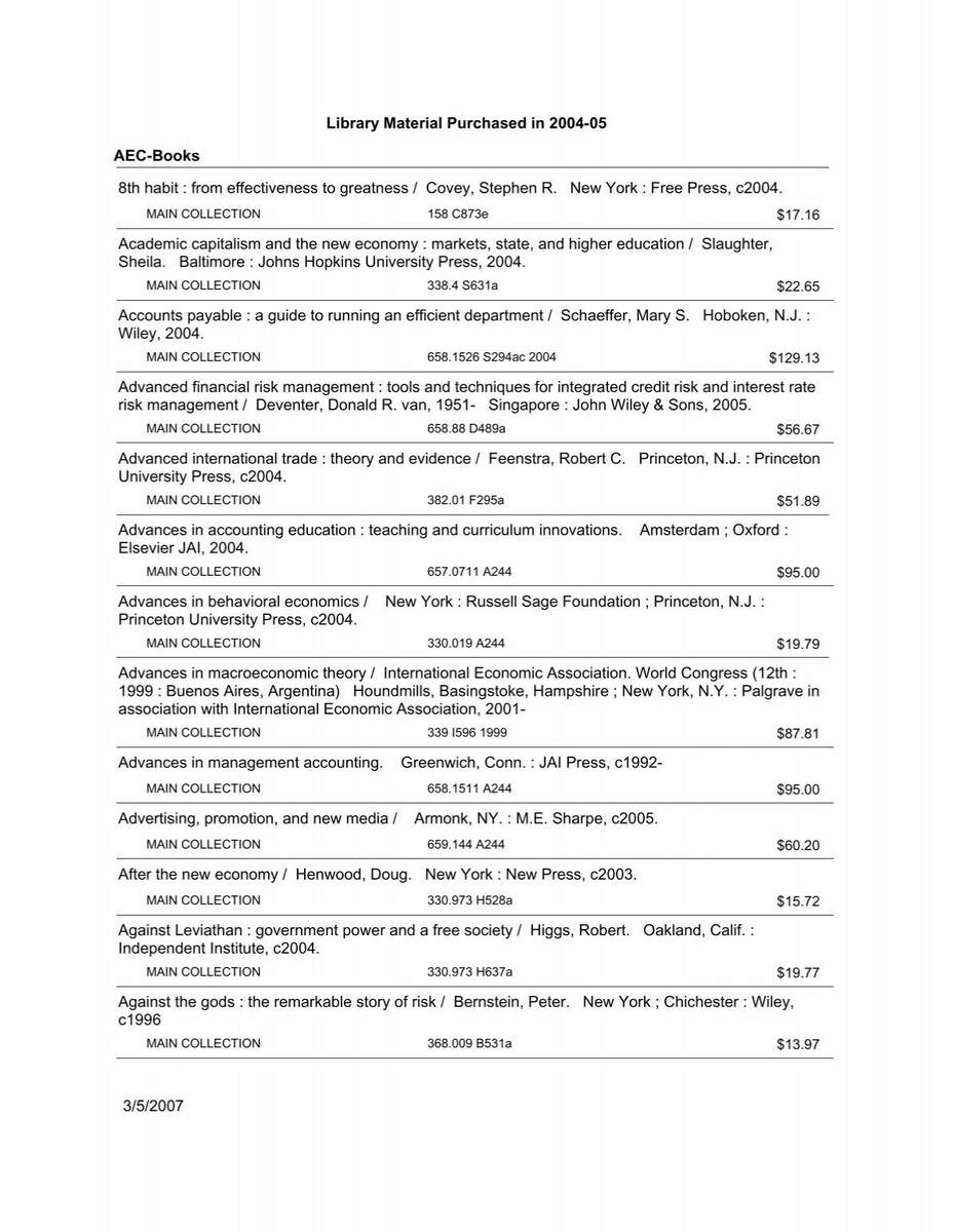 Prepackaged Reports Morehead State University