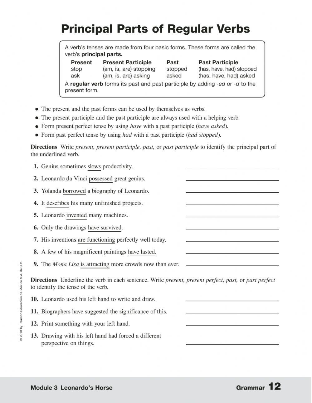 Principal Parts Of Regular Verbs Online Exercise For Worksheets Library Principal Parts Of Regular Verbs Online Exercise For Worksheets Library