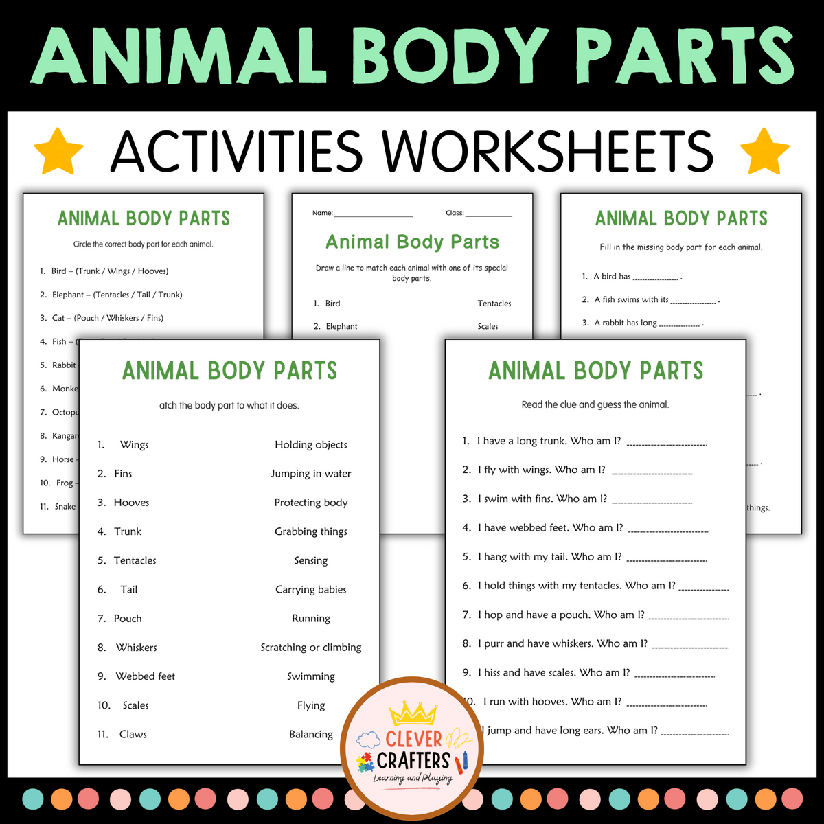 Printable Body Parts Of Animals Activity Worksheets For Grade 2 3 4 Made By Teachers Printable Body Parts Of Animals Activity Worksheets For Grade 2 3 4 Made By Teachers
