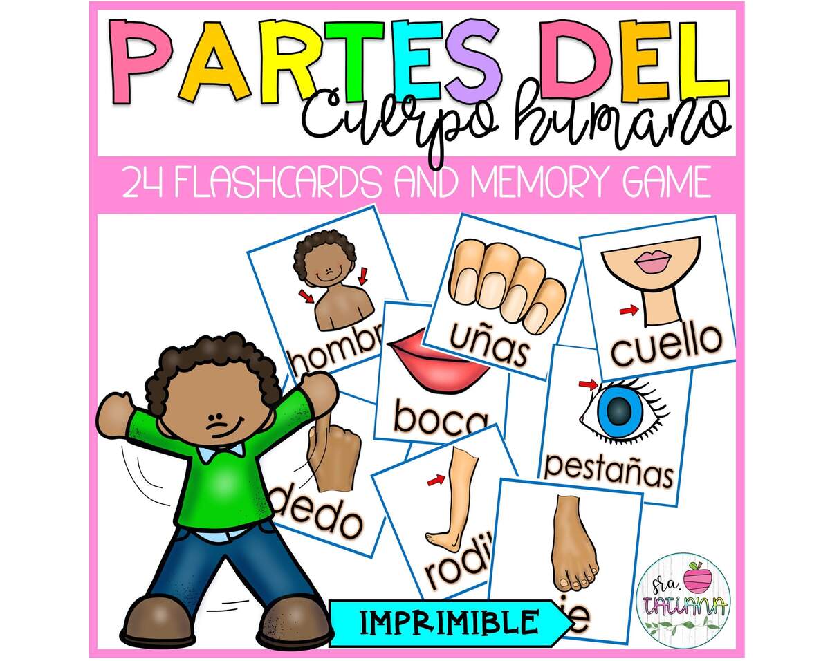 Printable Las Partes Del Cuerpo Body Parts In Spanish Spanish For Kids Tarjetas De Vocabulario Kids Learn Spanish PDF Digital Etsy