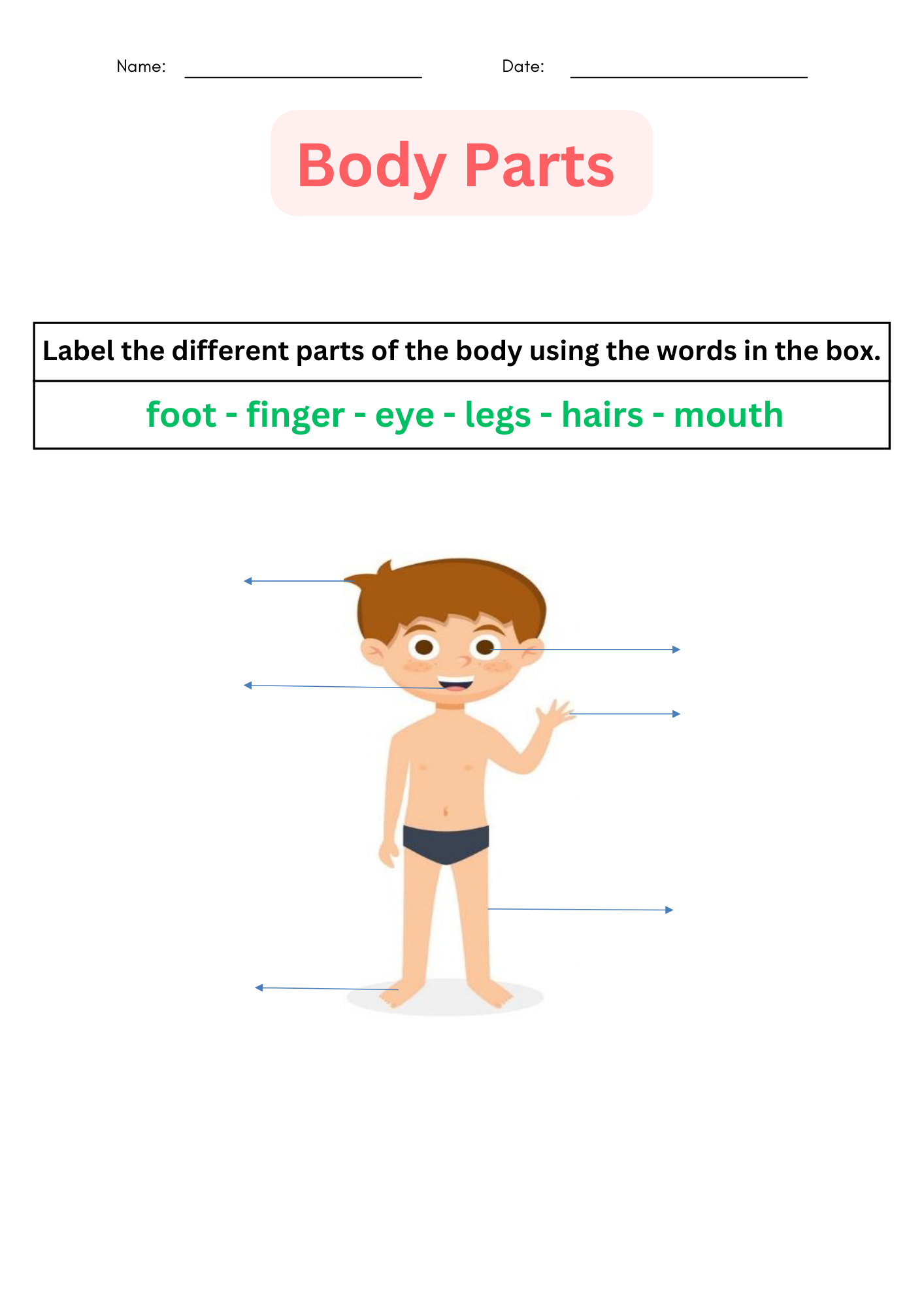 Printable Matching Body Parts Worksheet For Special Education Grade 1 2 3 Made By Teachers