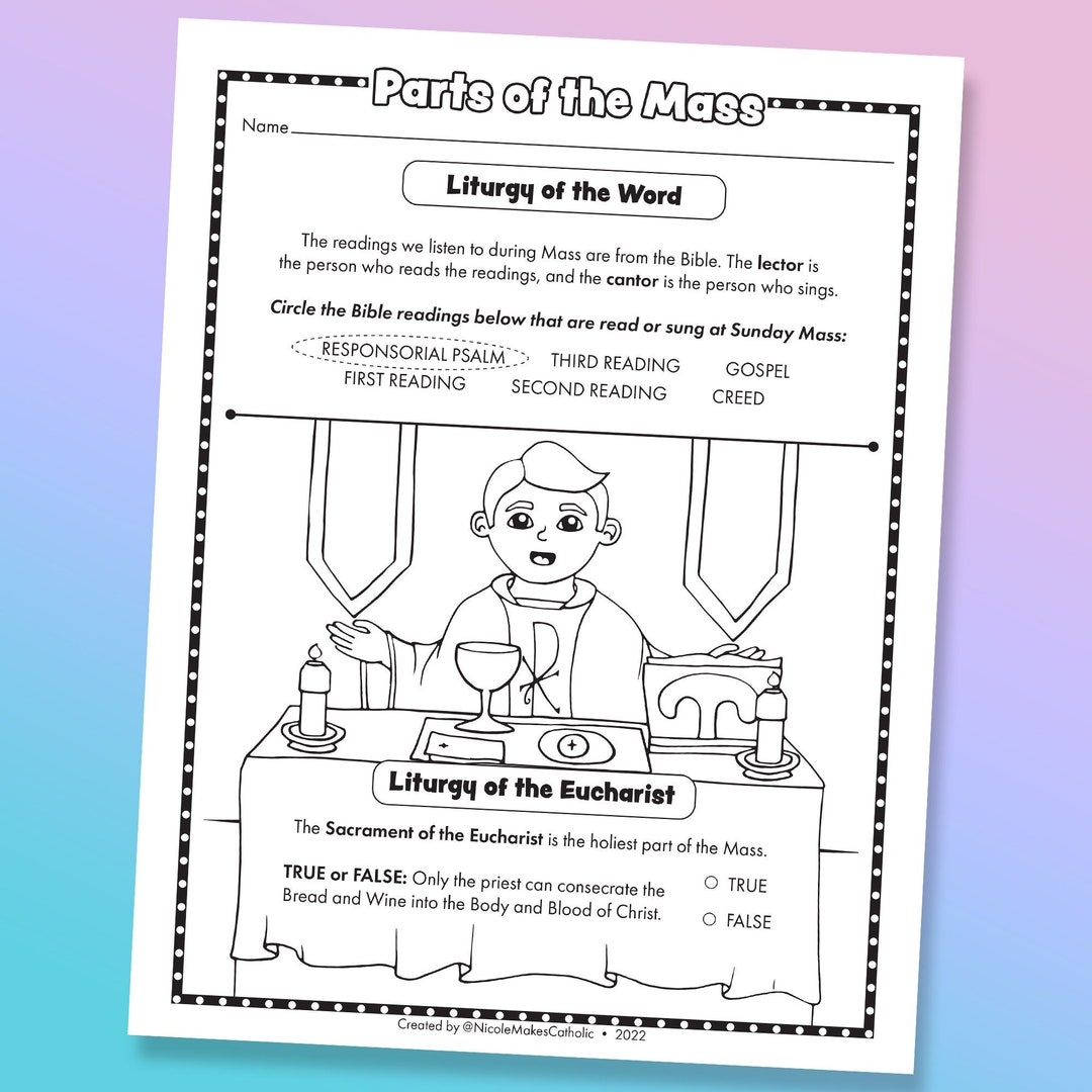 Printable Parts Of The Mass Worksheet Digital Download Etsy