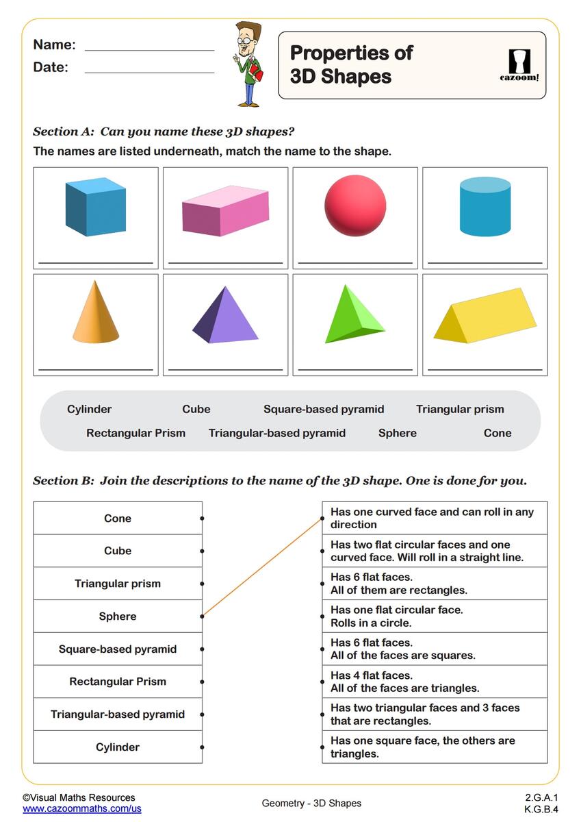 Properties Of 3D Shapes Worksheet PDF Printable Geometry Worksheets Cazoom Math Properties Of 3D Shapes Worksheet PDF Printable Geometry Worksheets Cazoom Math