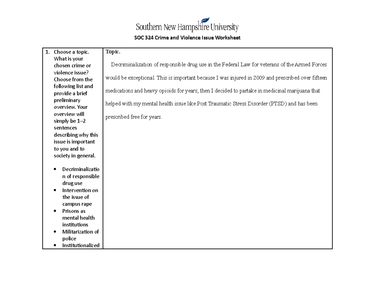 PSY 310 Worksheet Analyzing Criminal Data Profiles And Scenarios Studocu Psych 310 Criminal Data Analysis Worksheet Studocu