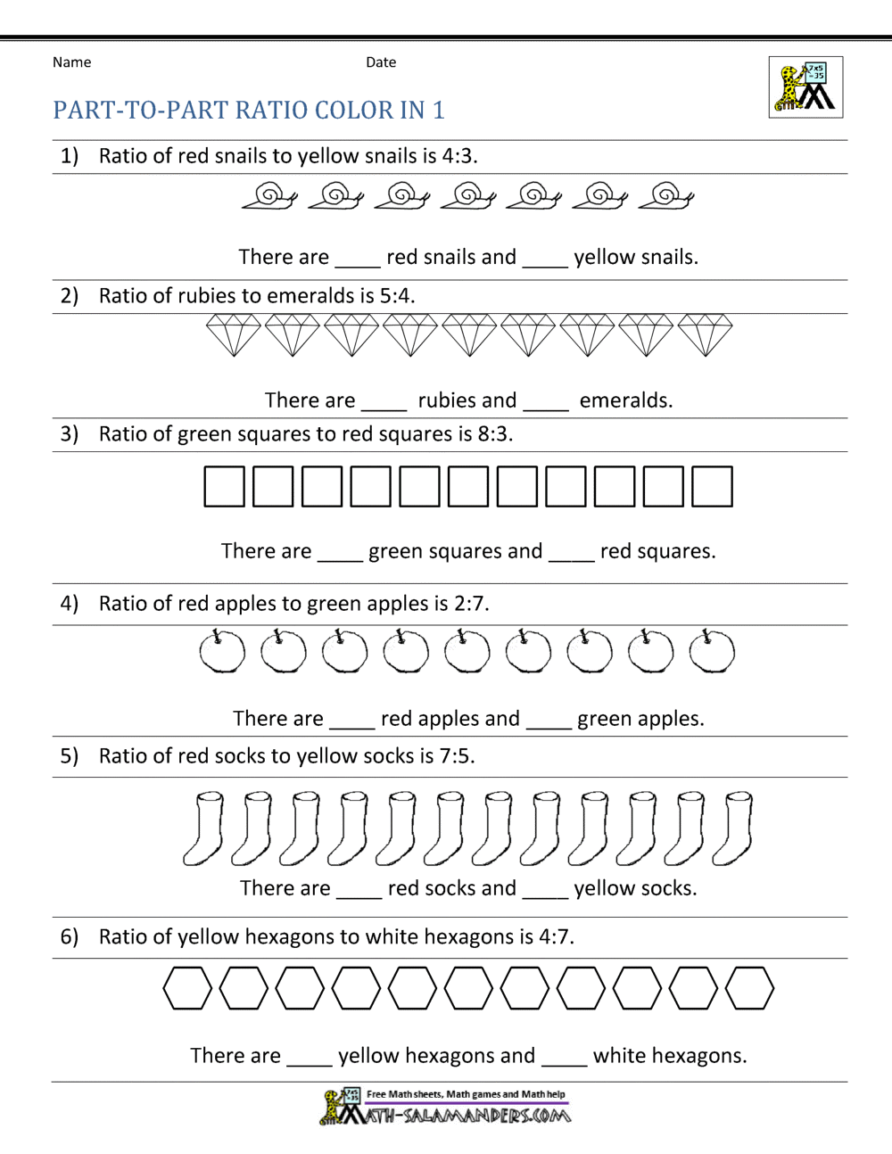 Ratio Part To Part Worksheet