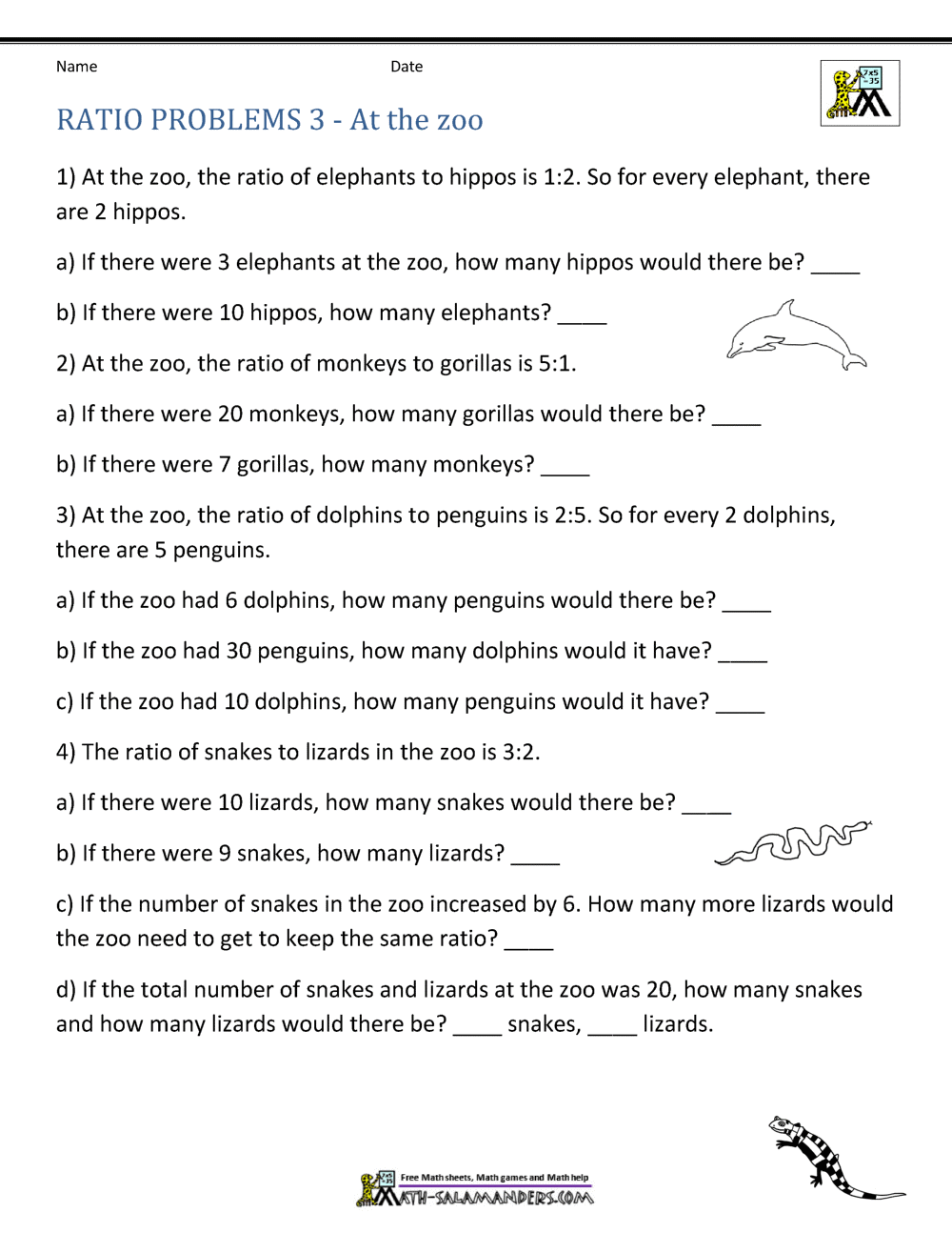 Ratio Part To Part Worksheet