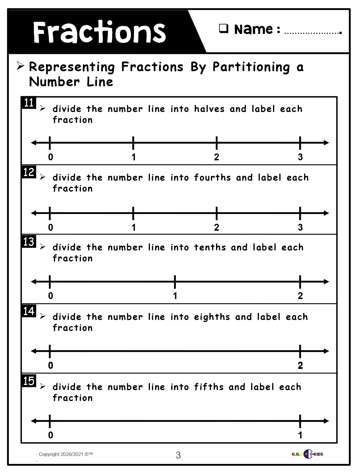 Representing Fractions By Partitioning A Number Line Made By Teachers