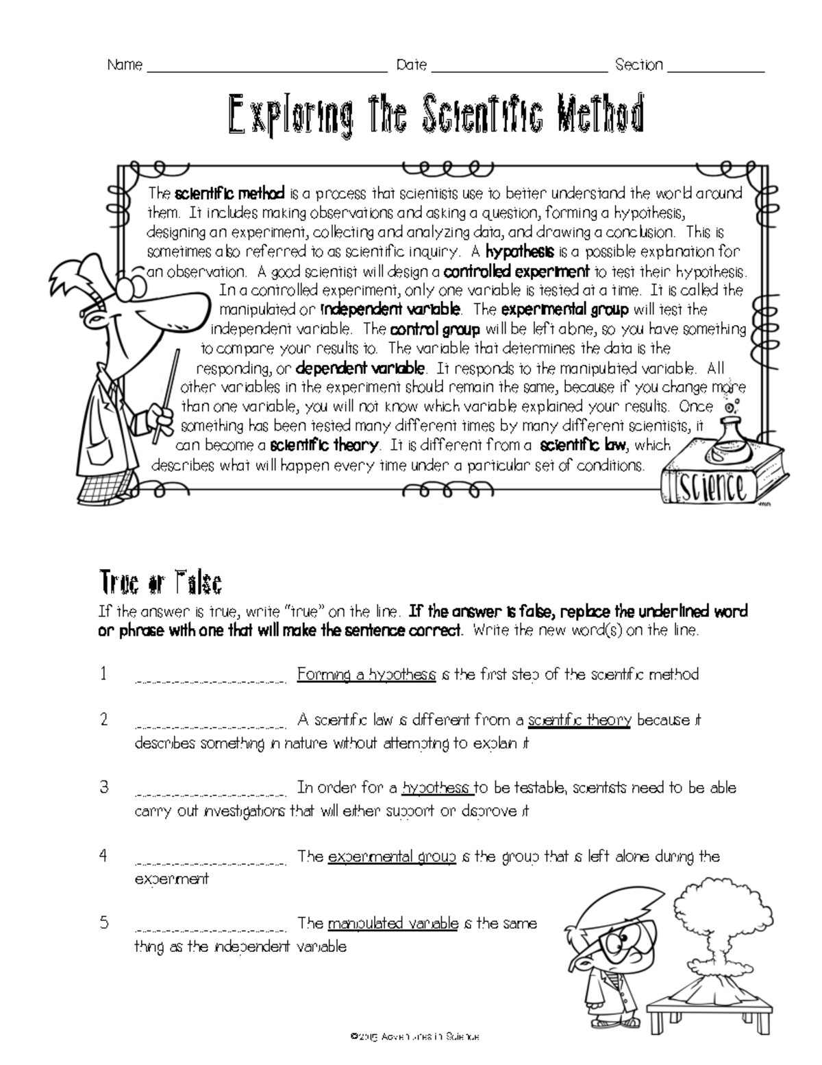 Scientific Method Exploration Answer Sheet With Scenarios And Matching Studocu Teaching The Scientific Method A Free Printable Feels Like Home