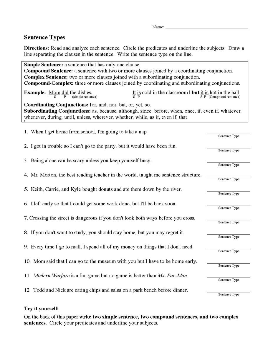 Naming And Telling Parts Of A Sentence Worksheet Worksheets Library