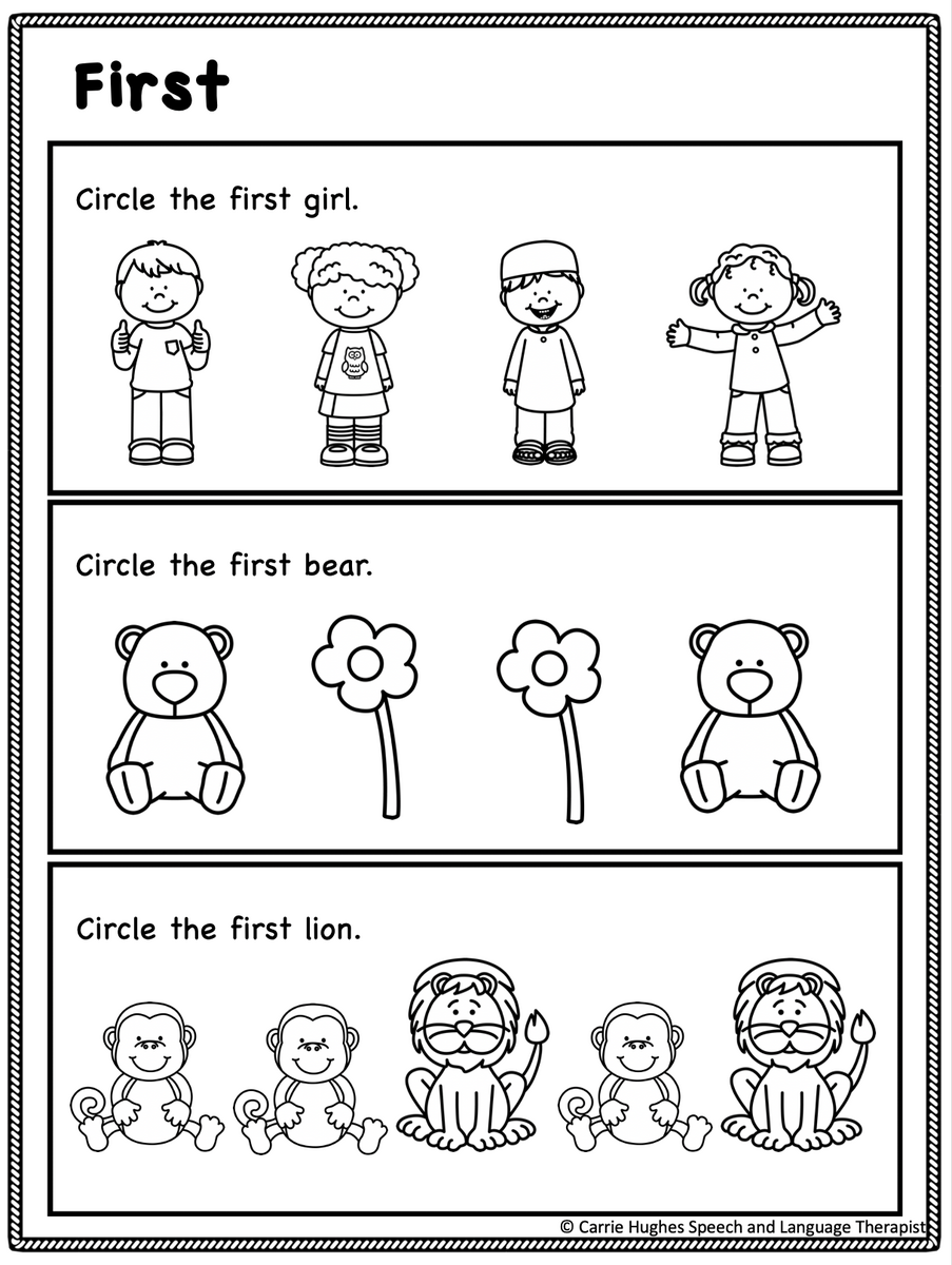 SEQUENCES FIRST SECOND THIRD LAST WORKSHEETS Carrie Hughes SLT