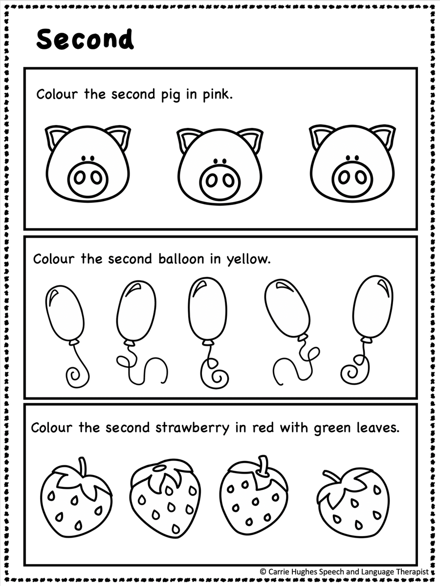 SEQUENCES FIRST SECOND THIRD LAST WORKSHEETS Carrie Hughes SLT