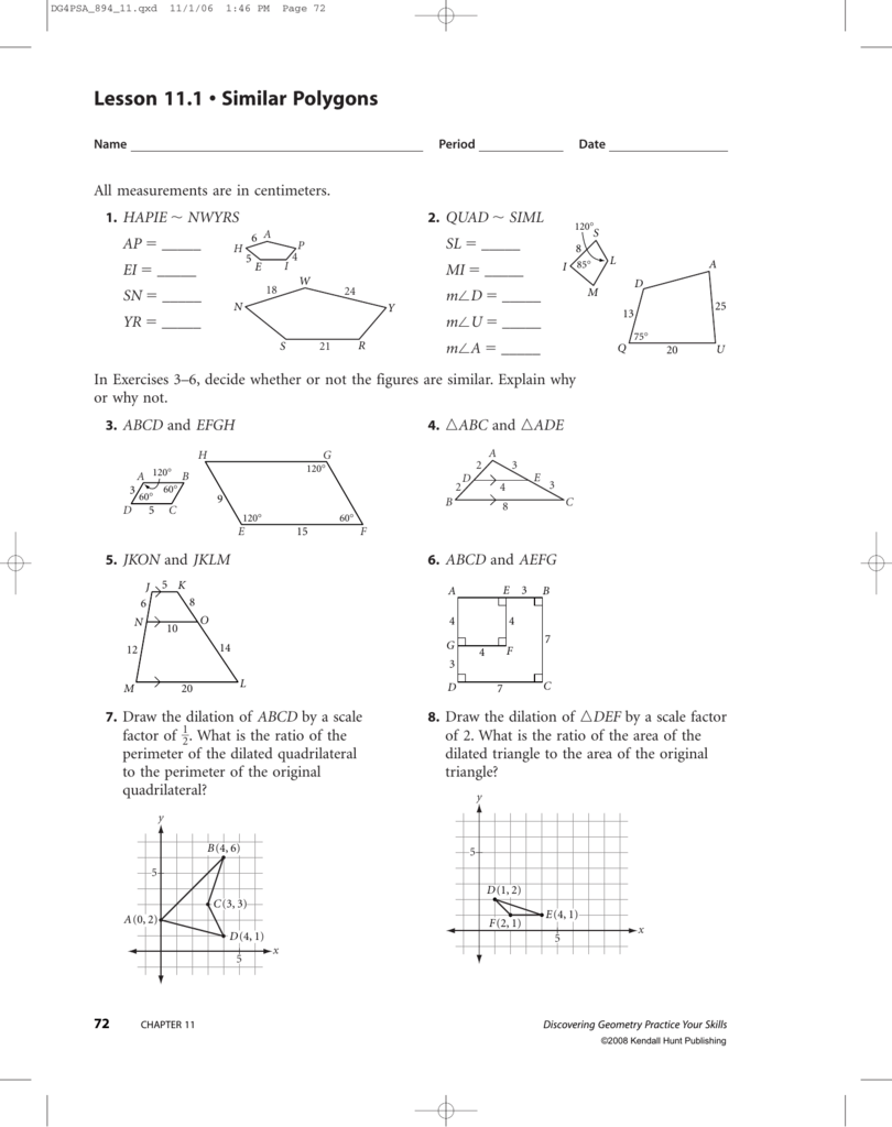 Similar Polygons Triangles Worksheet Geometry Practice
