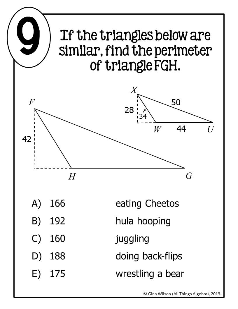 Similar Triangles Proportional Parts Math Lib Activity All Things Algebra