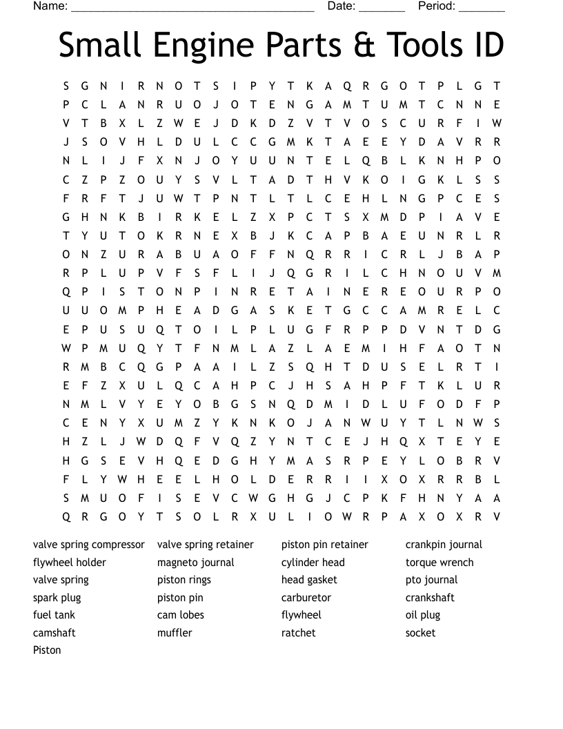 SMALL ENGINE PARTS Crossword WordMint