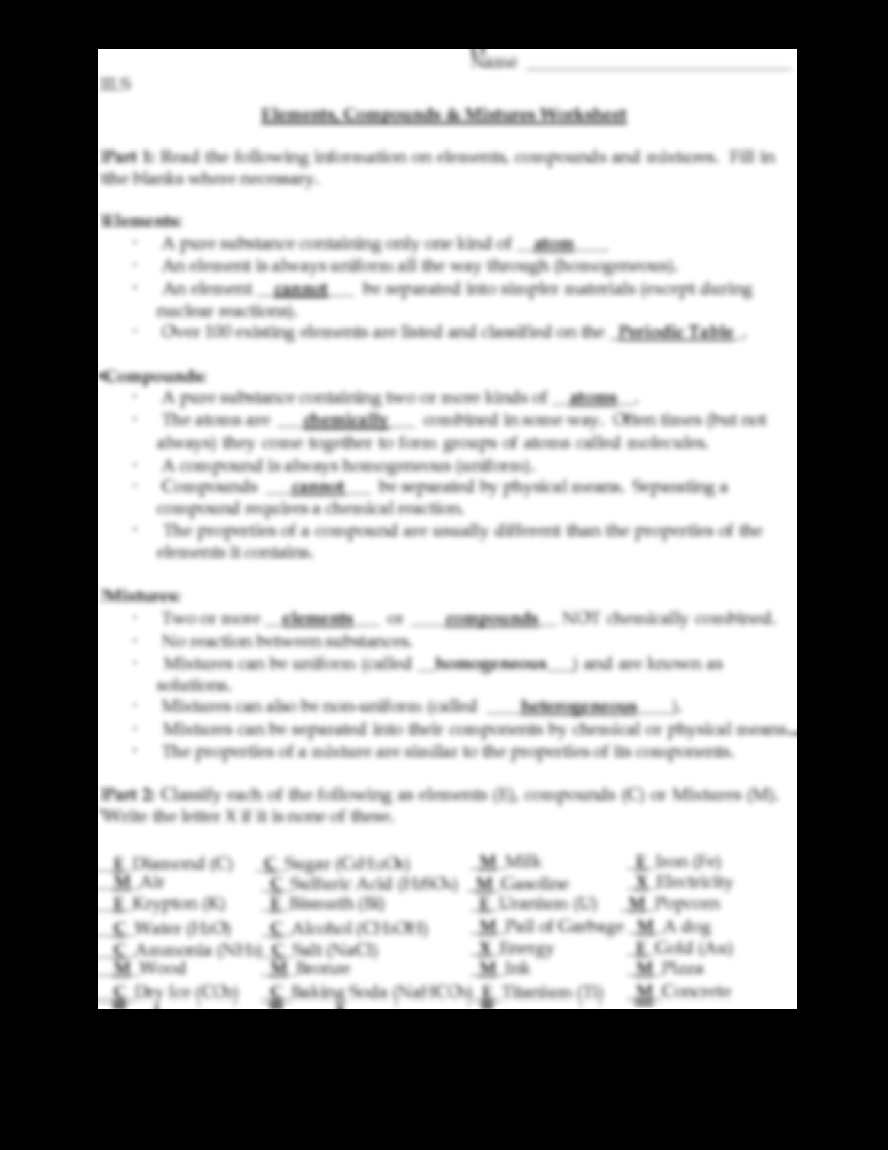 SOLUTION Elements Compounds And Mixtures Answers Studypool Worksheets Library Elements Compounds And Mixtures Webquest Detailed Overview Studocu