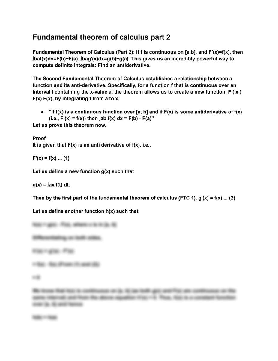 SOLUTION Fundamental Theorem Of Calculus Part 2 Studypool Worksheets Library SOLUTION Fundamental Theorem Of Calculus Part 2 Studypool Worksheets Library